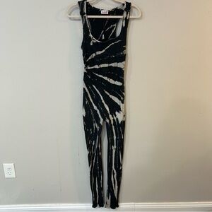 Madrag Tie Dye Black White Jumpsuit Sleeveless Crewneck Bodycon Women’s Size 2X